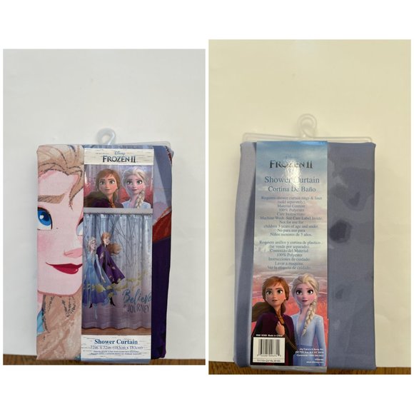 NEW Disney Frozen II Elsa and Anna 72 x 72 Kids Fabric Shower Bathtub Cu… - Picture 4 of 6